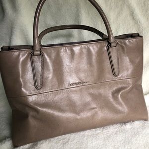 Authentic Taupe leather Coach handbag